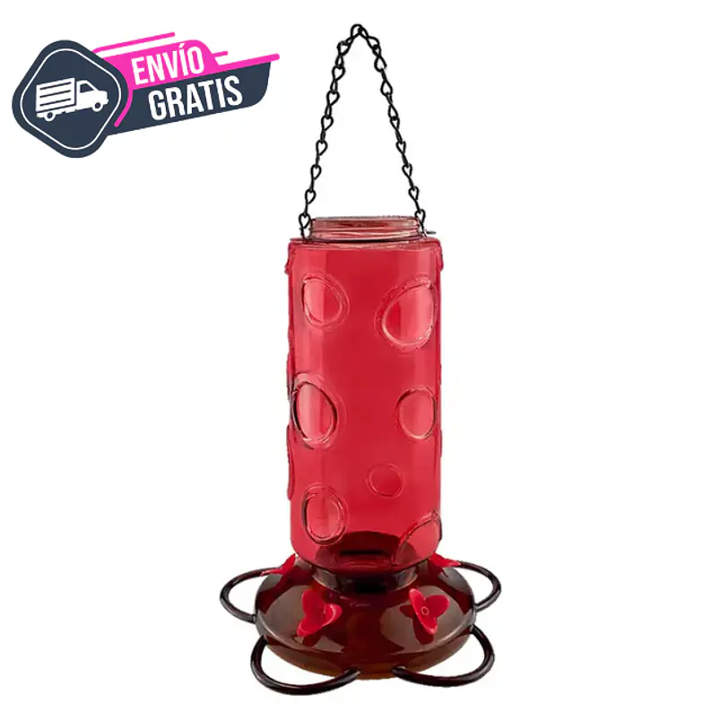 Bebedero Colibríes Vidrio Rojo 900mL 1
