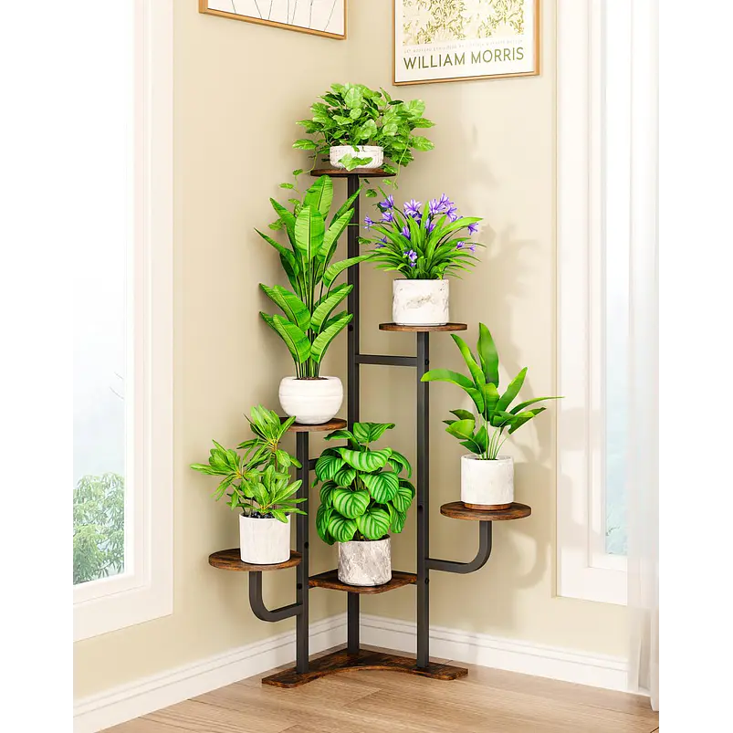 Soporte De Esquina Para 6 Plantas Estante De Metal Interior 5