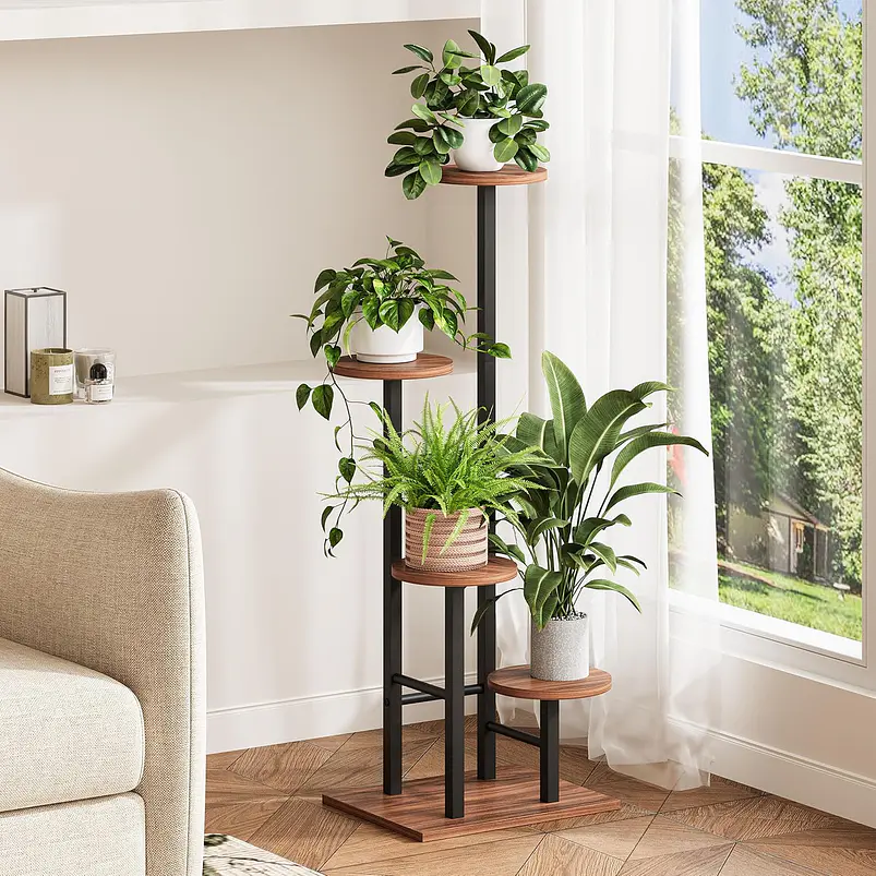 Estante Esquinero De Madera Para 5 Plantas Soporte Interior 5