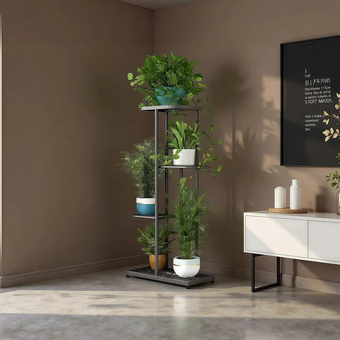 Soporte Estante Decorativo Para Plantas Metalico De 4 Espacios