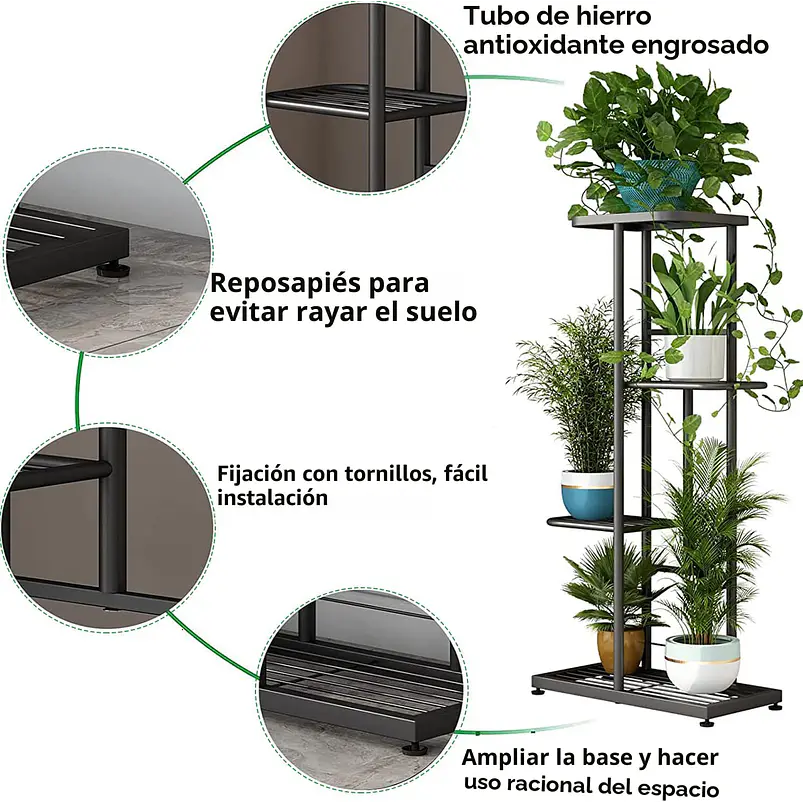 Soporte De Metal Para 5 Plantas Estante De 4 Niveles 5