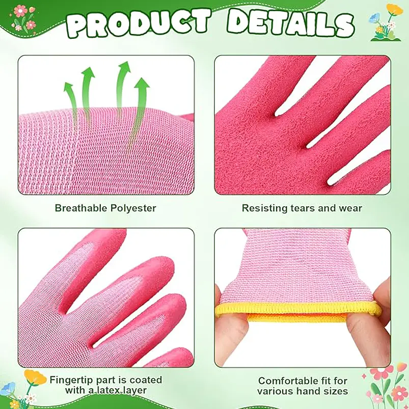 Par Guantes De Jardinería Antideslizantes Para Niños 4