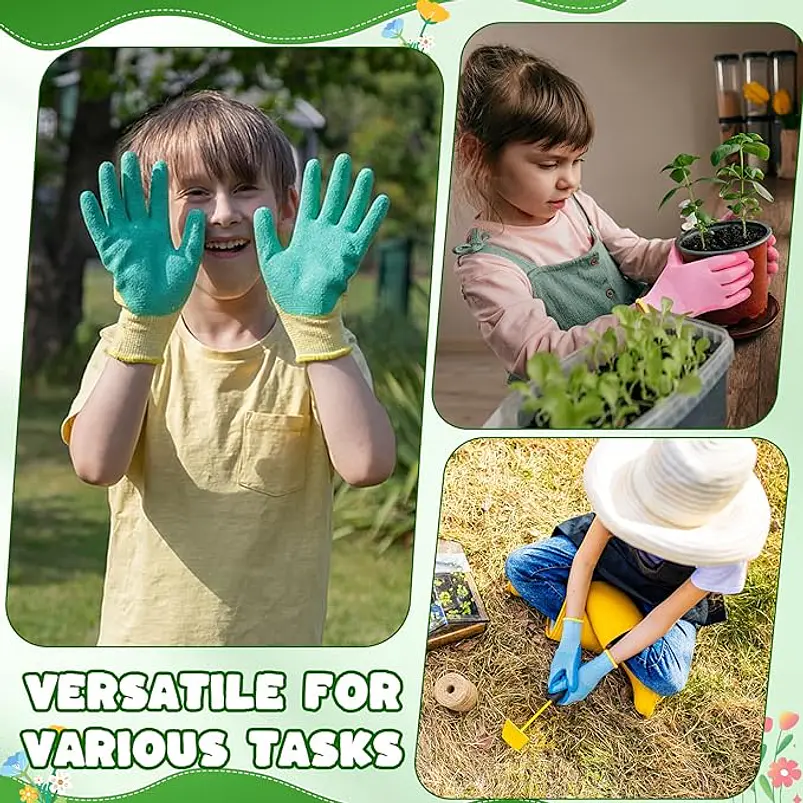 Par Guantes De Jardinería Antideslizantes Para Niños 6