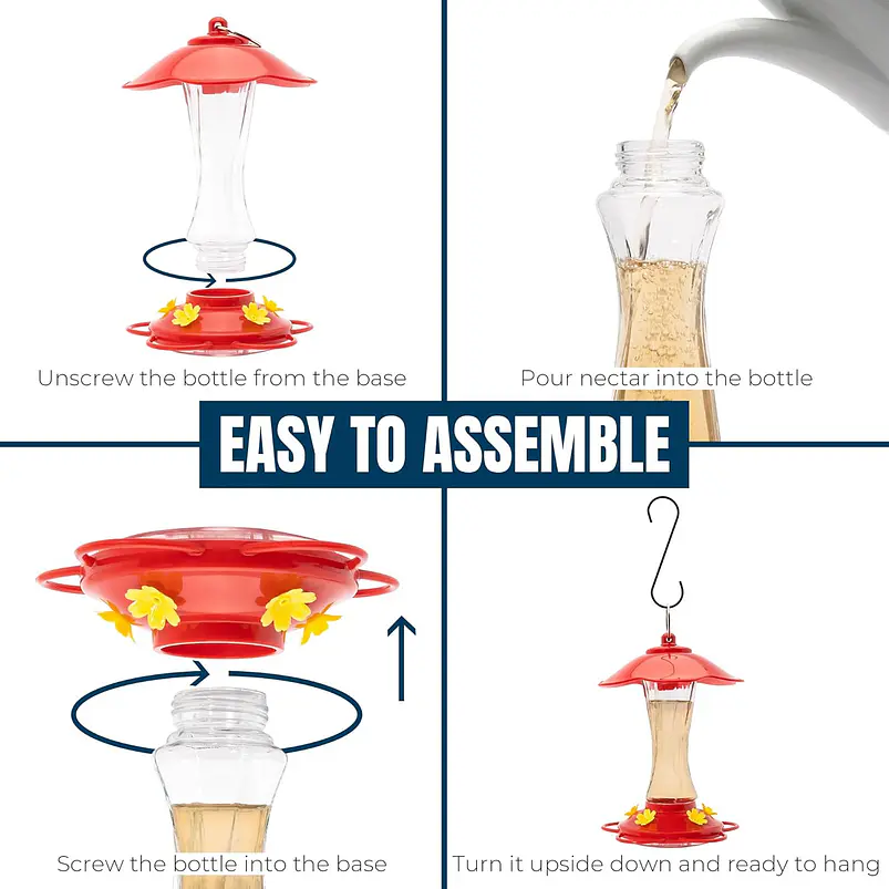 Bebedero Colibríes De Cristal Rojo 300ml Anti-abejas 5