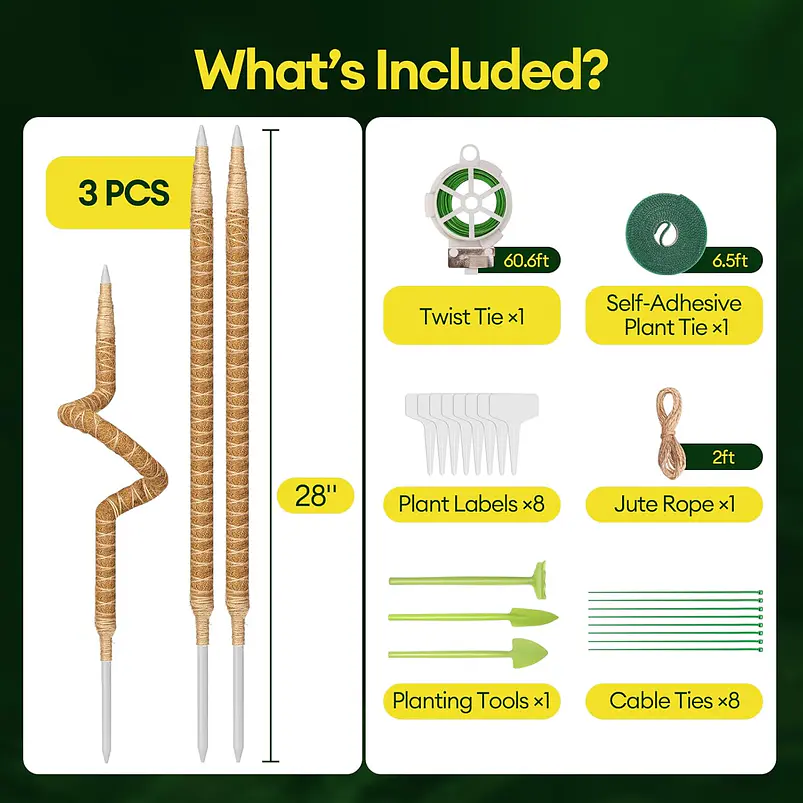 Tutores De Coco X3 Flexibles 71cm Para Plantas Trepadoras 3