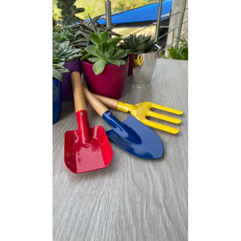 Set Básico de Herramientas Jardinería Niños Metálicos x3 piezas 2