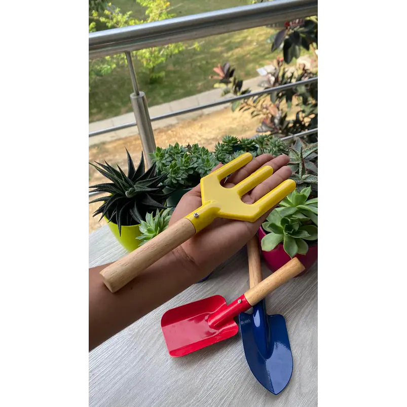 Set Básico de Herramientas Jardinería Niños Metálicos x3 piezas 3