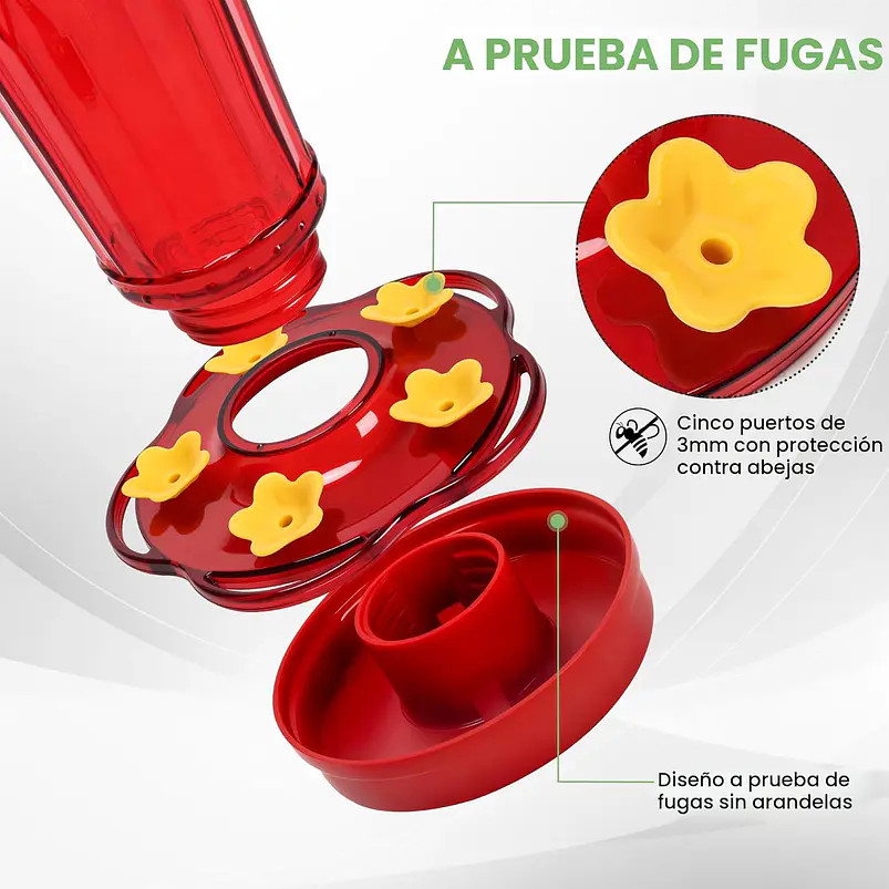 Bebederos Colibrí Vidrio 415ml 5 Puertos Boca Ancha x2 unidades 3