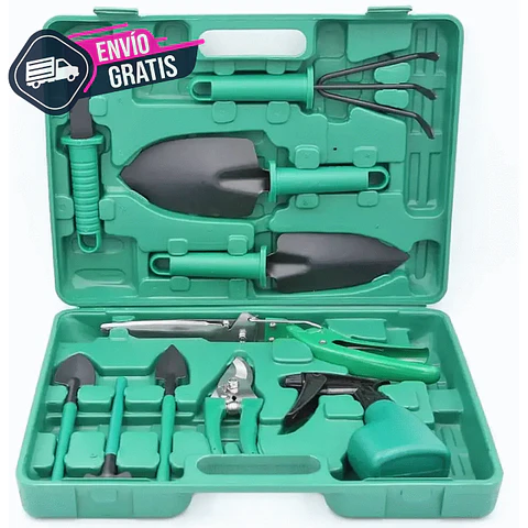 Kit Herramientas De Jardinería x10 Piezas Más Estuche