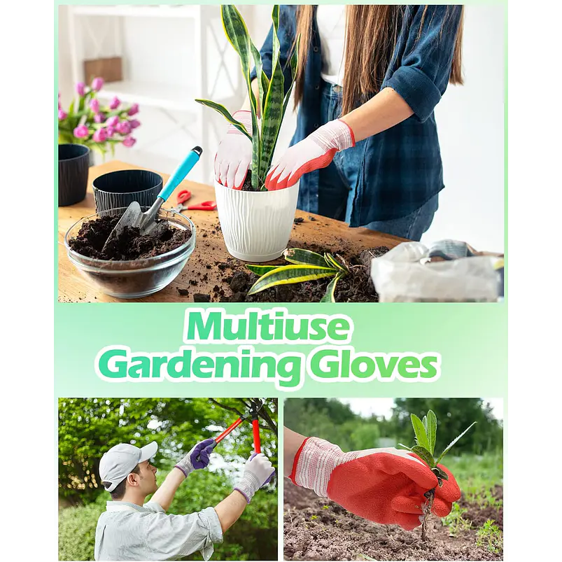 Guantes de Proteccion Jardinería x01 Par Unisex Caucho Transpirable S-M 8