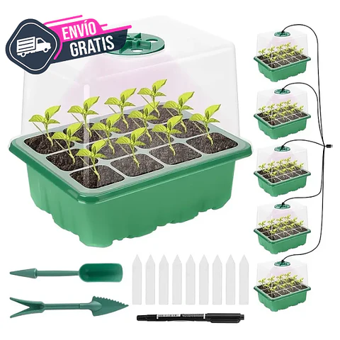 Bandeja Germinación Cúpula x5 Más luz Crecimiento Más Herramientas