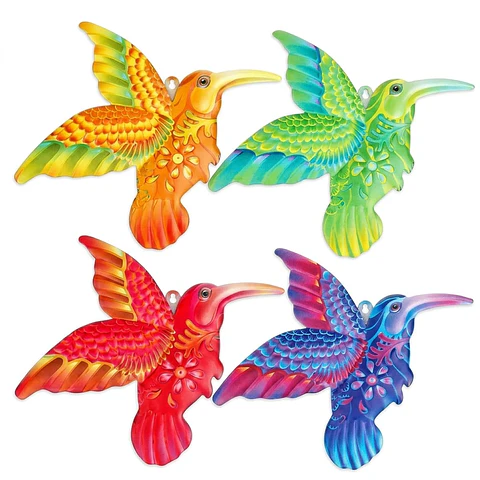 Set Figuras Colibris x4 Unidades Decorativas de Jardín - Pared