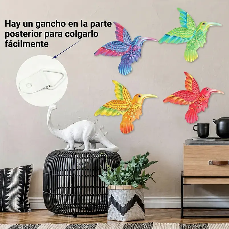 Set Figuras Colibris x4 Unidades Decorativas de Jardín - Pared 3
