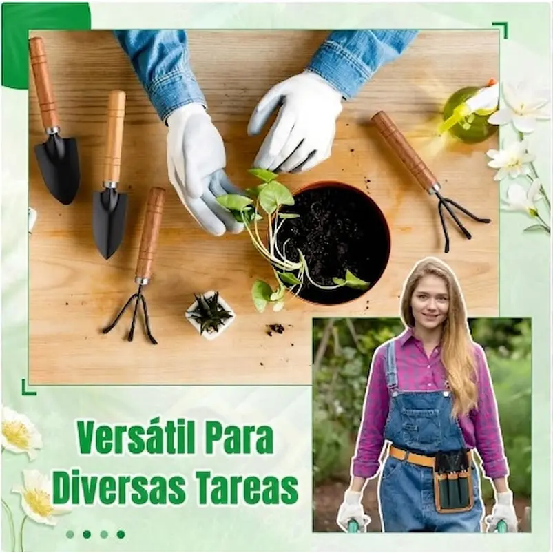 Herramientas Jardinería Para Niños x3 piezas Más Cinturon Bolsa 5