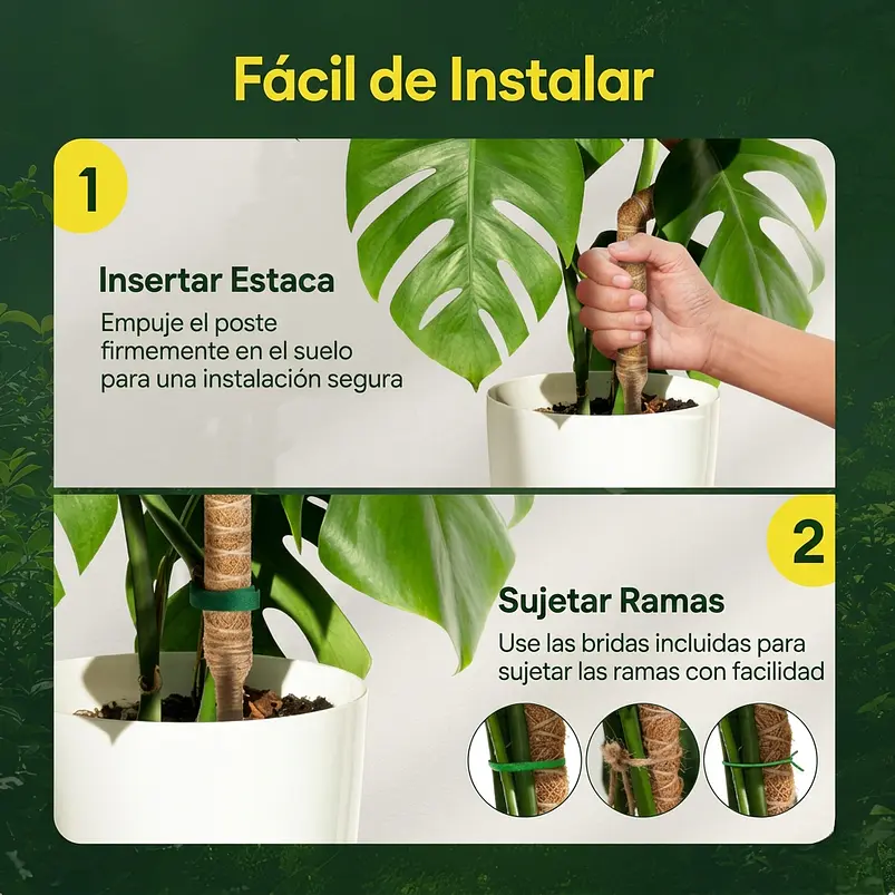 Soporte Tutor En Fibra de Coco Totem Para Plantas Trepadoras X3 Unidades Flexibles  4