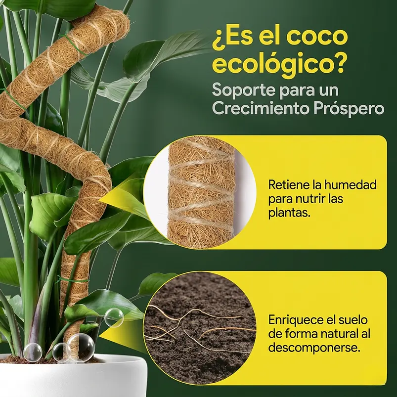 Soporte Tutor En Fibra de Coco Totem Para Plantas Trepadoras X3 Unidades Flexibles  6