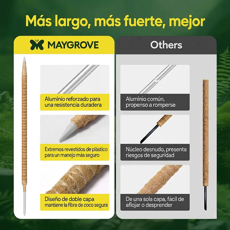Soporte Tutor En Fibra de Coco Totem Para Plantas Trepadoras X3 Unidades Flexibles  7