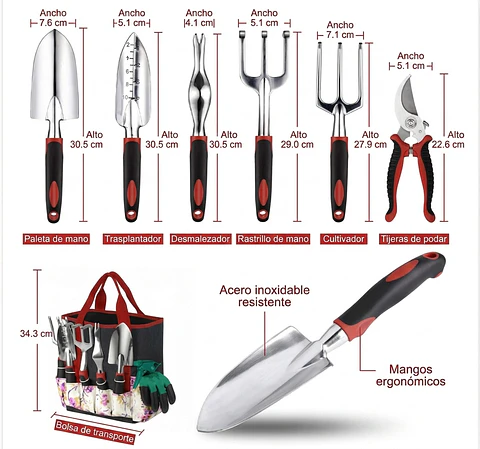 Kit Jardinería 83 Piezas Ergonómico Aluminio Para Suculentas