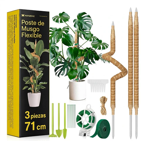 Soporte Tutor En Fibra de Coco Para Plantas Trepadoras X3 Unidades Flexibles 