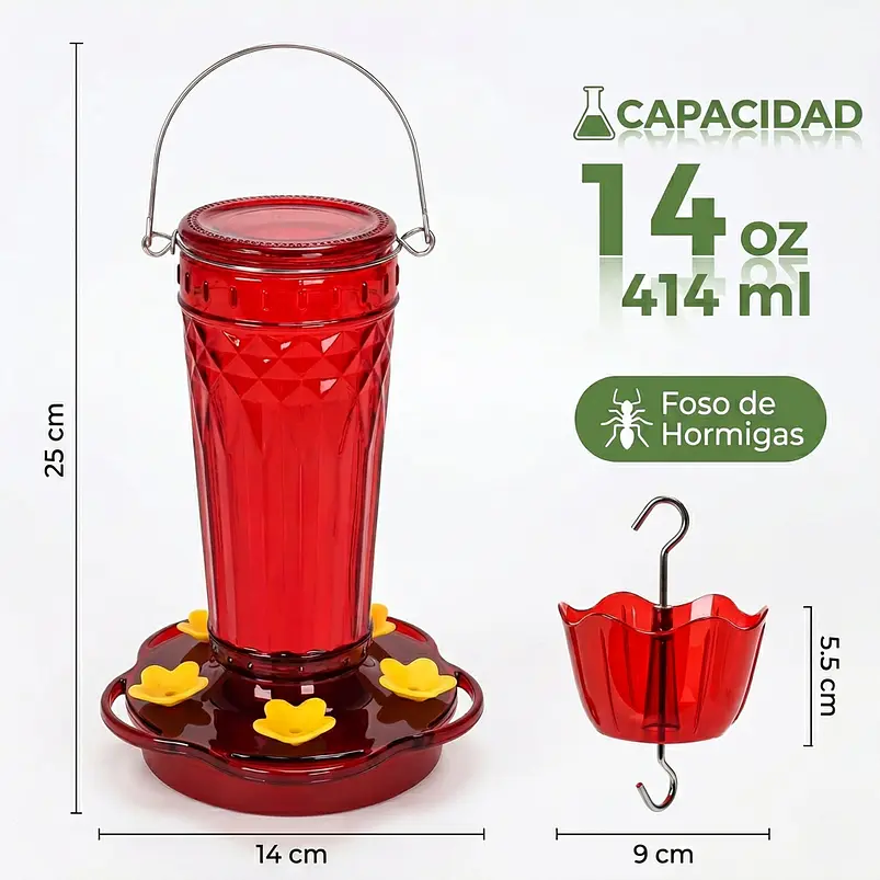 Bebederos Colibries Botella en Vidrio Vintage Boca Ancha x2 unidades Premium 2