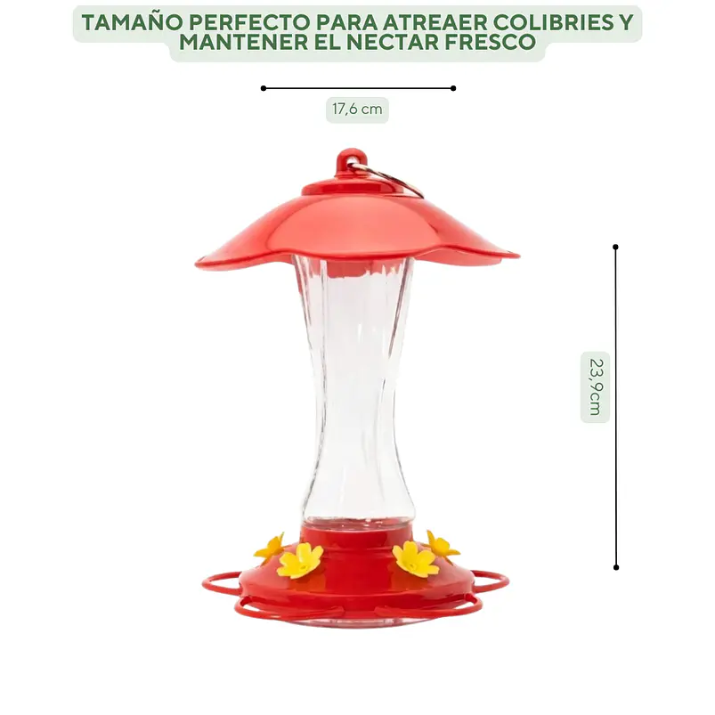Bebedero Premium de Aves Colibríes Botella en Vidrio x10oz Colgante 3