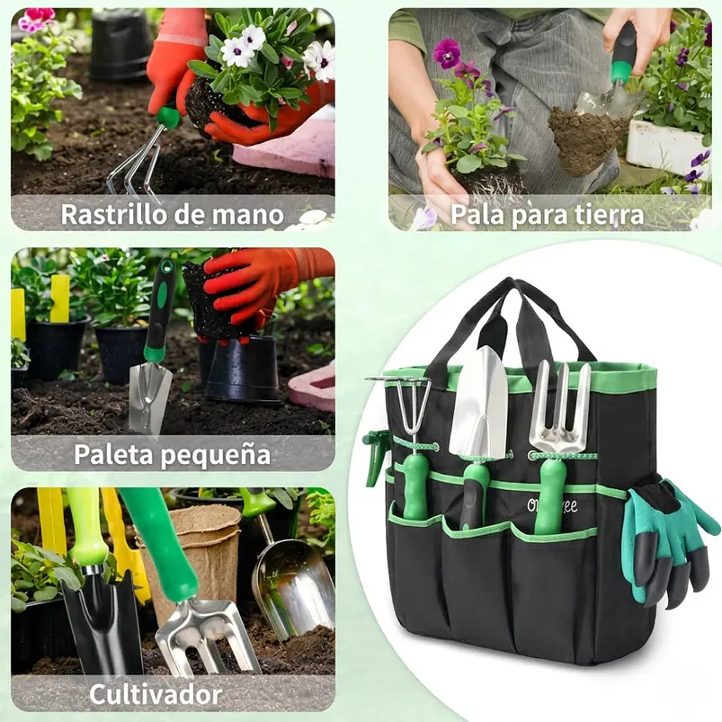 Kit Herramientas Jardinería x9 Acero Inoxidable Resistente 3