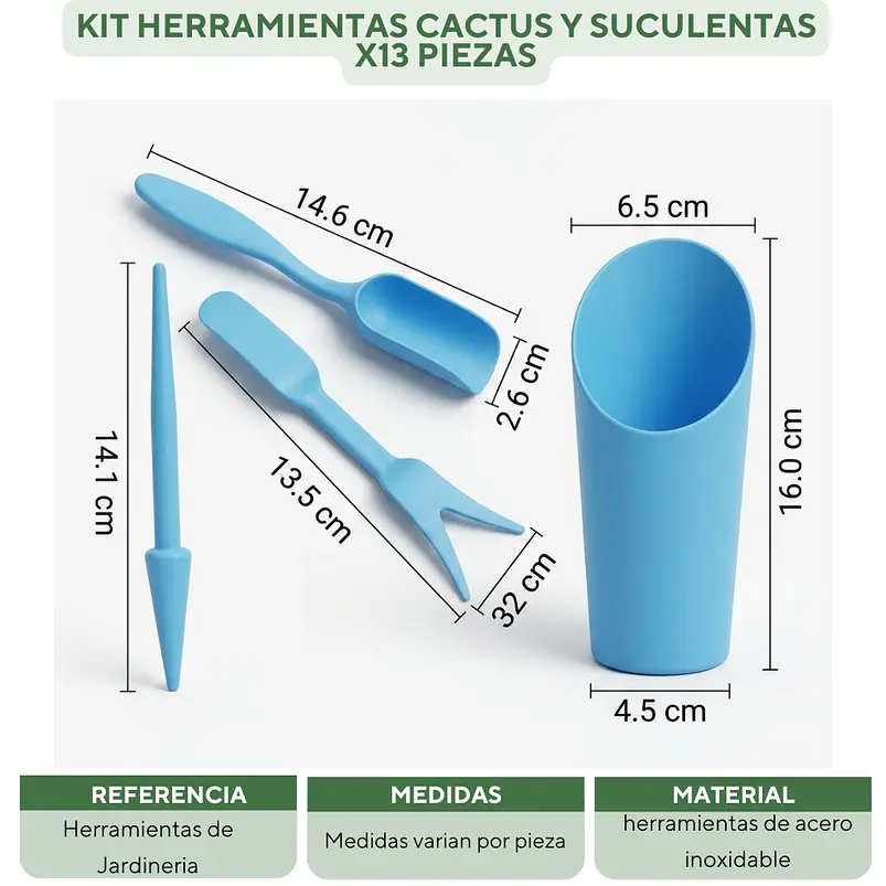 Kit Herramientas Cactus Y Suculentas X13 Piezas 3