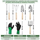 Kit Herramientas Jardín x5 más guantes Acero Inoxidable Mango Madera - Miniatura 2