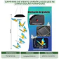 Campana De Viento Jardín Luces Led X6 Carga Solar Mariposas - Miniatura 2