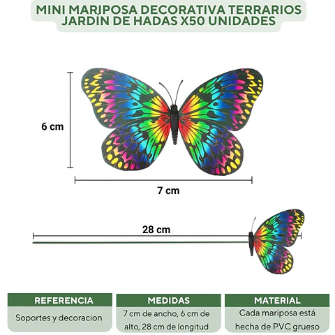 Mini Mariposa Decorativa Terrarios Jardín De Hadas x50 Unidades