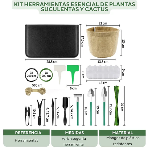 Kit Herramientas Esencial de Plantas Suculentas y Cactus