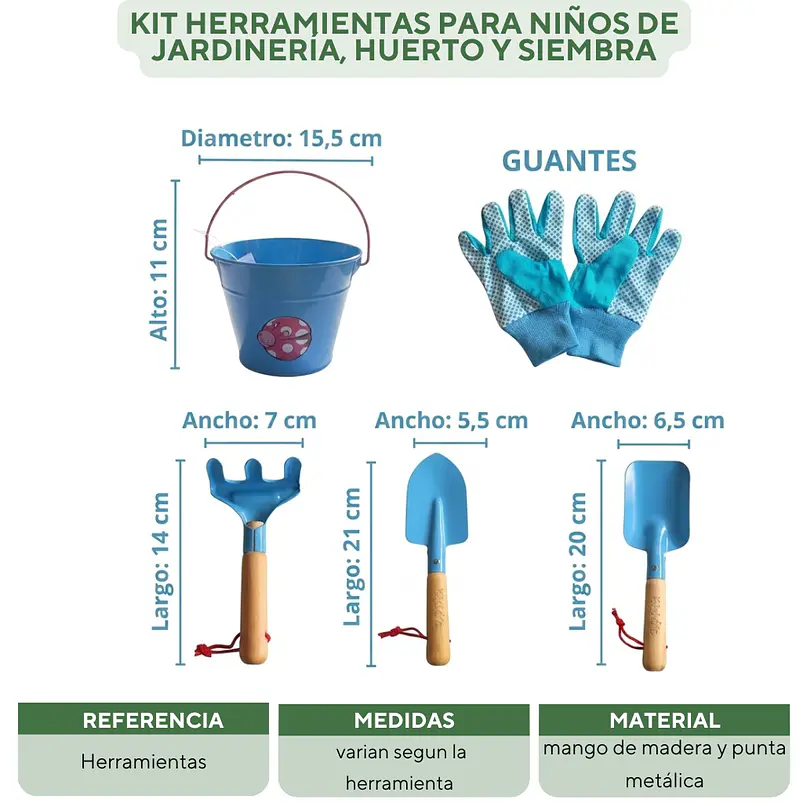 Kit Herramientas Para Niños de Jardinería, Huerto y Siembra 2