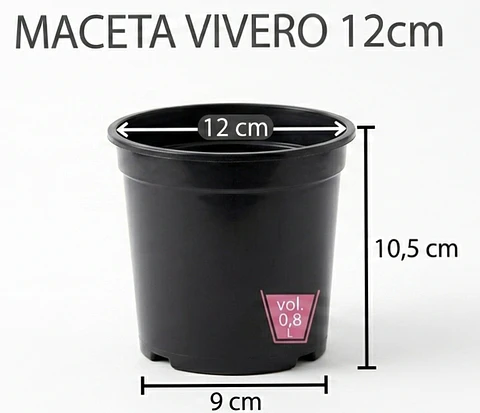 Maceta Plástico Tipo Vivero 12cm x10.5cm x25unidades