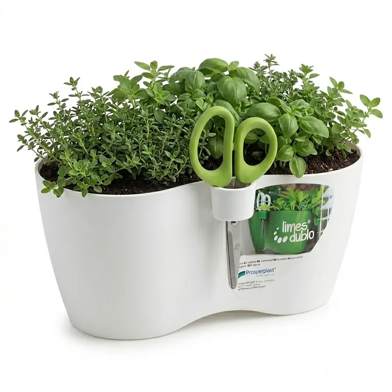 Maceta Plástica Blanca 25cm x12cmx12cm Más Tijera 3 Laminas 3
