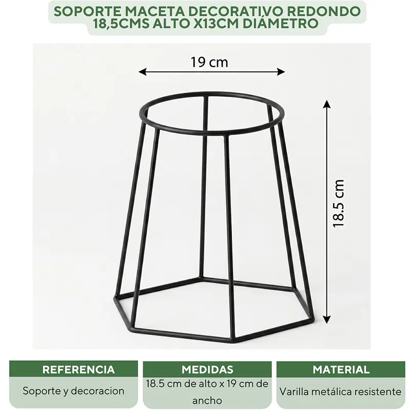 Soporte Maceta Decorativo Redondo 18,5cms Alto x13cm Diámetro  4