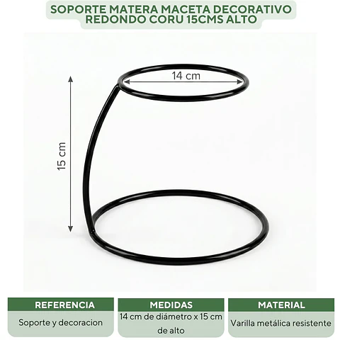 Soporte Matera Maceta Decorativo Redondo Coru 15cms Alto
