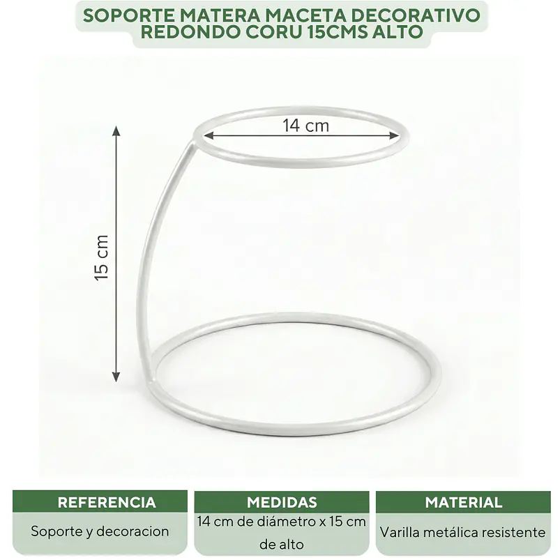 Soporte Matera Maceta Decorativo Redondo Coru 15cms Alto 4