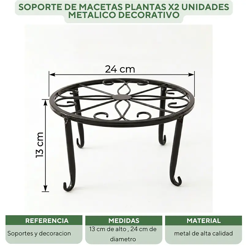 Soporte De Macetas Plantas X2 Unidades Metalico Decorativo 2