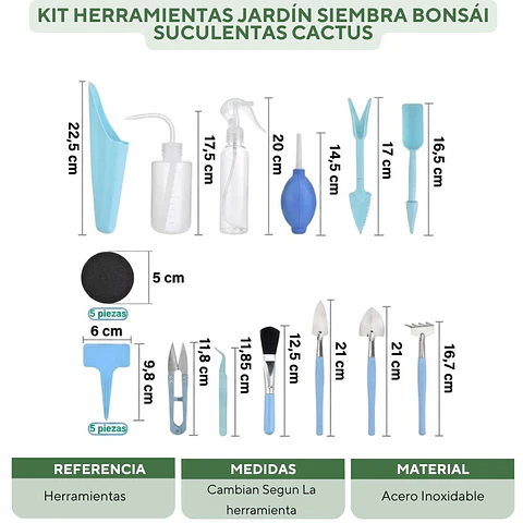 Kit Herramientas Jardín Siembra Bonsái  Suculentas Cactus