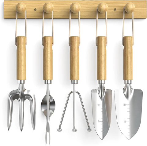 Set Herramientas de Jardinería Premium Con Soporte de Pared
