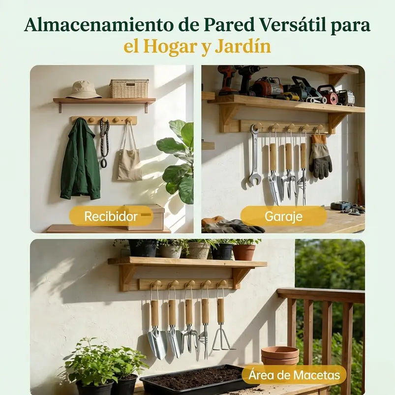 Set Herramientas de Jardinería Premium Con Soporte de Pared 3