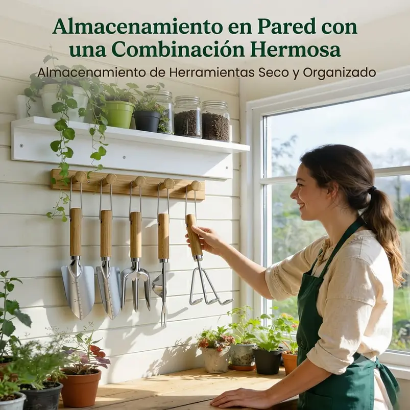 Set Herramientas de Jardinería Premium Con Soporte de Pared 7