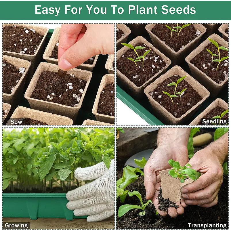 Kit 6 Bandejas Germinación 120 Macetas Turba más Herramientas 3