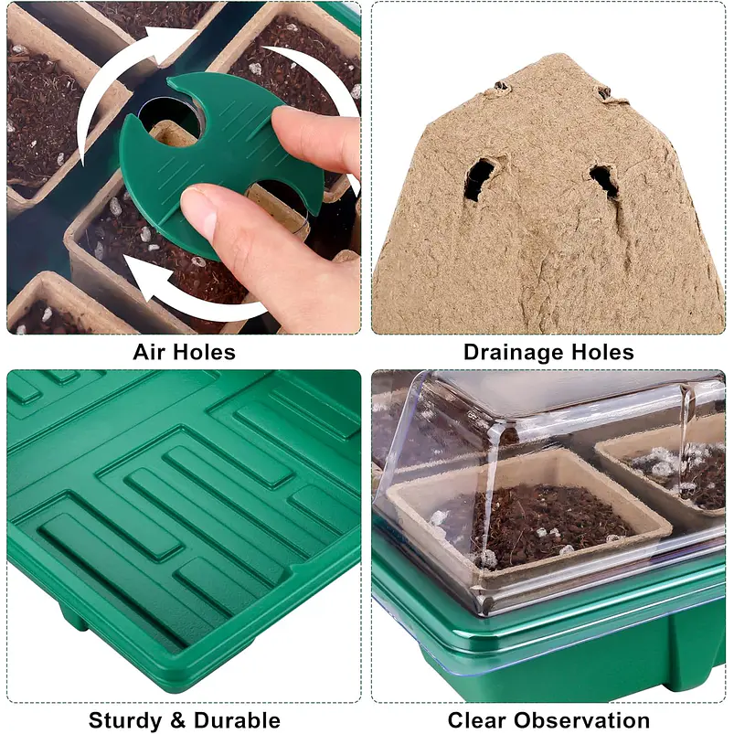 Kit 6 Bandejas Germinación 120 Macetas Turba más Herramientas 5