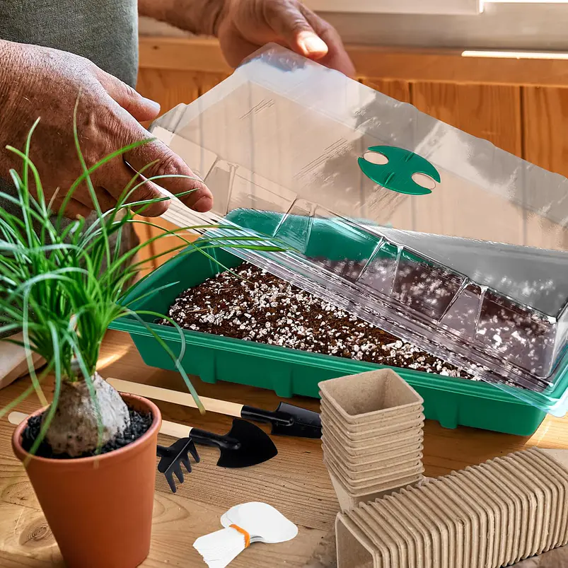 Kit 6 Bandejas Germinación 120 Macetas Turba más Herramientas 7