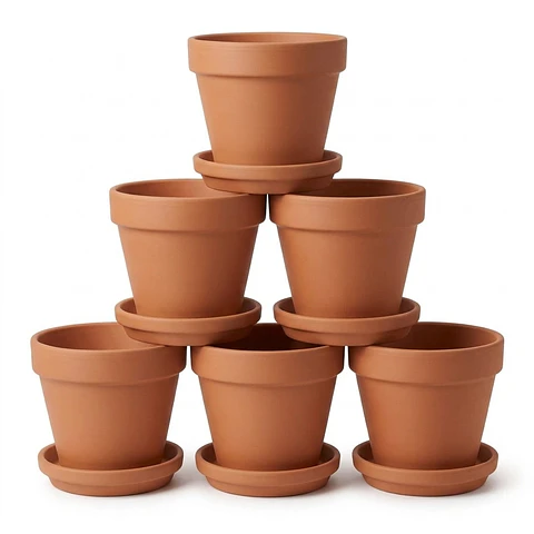Maceta Arcilla 8cm Diametro 7cm Alto Más Plato Pack x6 Unidades