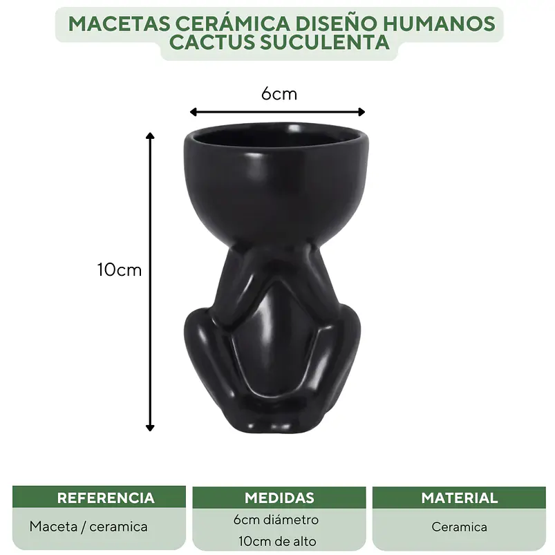 Maceta Cerámica 6cm Diametro Diseño Humano Cactus Suculenta 4