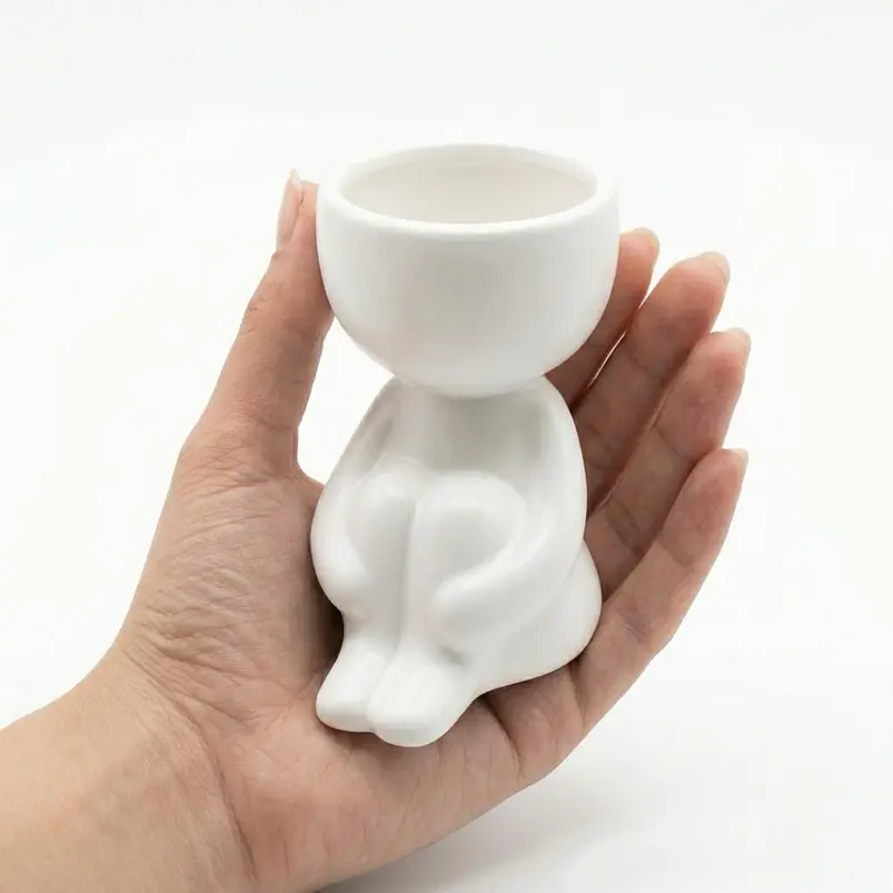 Maceta Cerámica 6cm Diametro Diseño Humano Cactus Suculenta 9