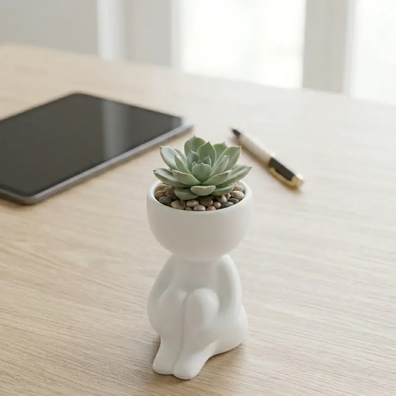 Maceta Cerámica 6cm Diametro Diseño Humano Cactus Suculenta 7