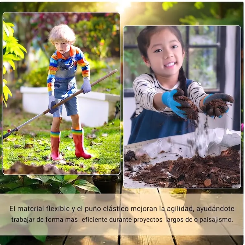 Guantes Protectores Jardíneria Para Niños Agarre De Goma 6